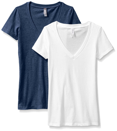 Clementine Women's Deep V-Neck Tee (Pack of 2) - Clementine Apparel