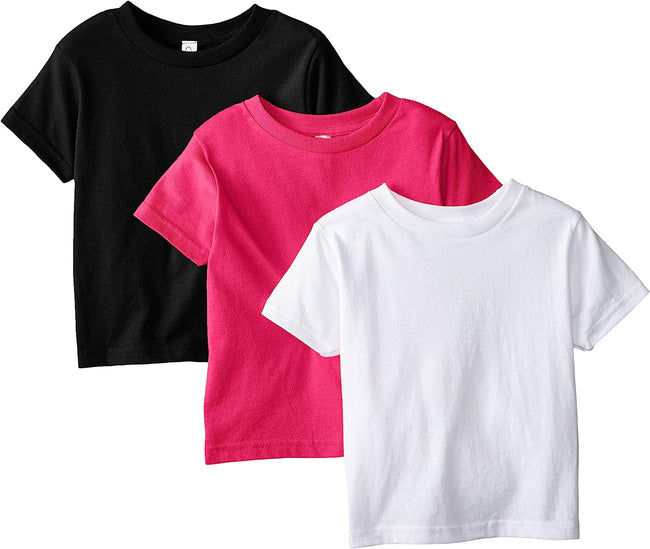 Clementine Apparel Girls' and Toddlers 3-Pack Short Sleeve Cotton T-Shirt: 2-7 Yrs