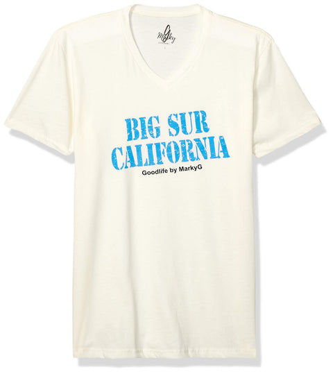 Marky G Apparel Men's Big Sur California Graphic Printed Premium Tops Fitted Sueded Short Sleeve V-Neck T-Shirt - Clementine Apparel
