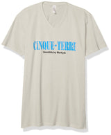 Marky G Apparel Men's Cinque Terre Graphic Printed Premium Tops Fitted Sueded Short Sleeve V-Neck T-Shirt - Clementine Apparel