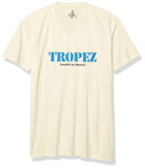Marky G Apparel Men's St. Tropez Graphic Printed Premium Tops Fitted Sueded Short Sleeve V-Neck T-Shirt - Clementine Apparel