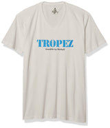 Marky G Apparel Men's St. Tropez Graphic Printed Premium Tops Fitted Sueded Short Sleeve V-Neck T-Shirt - Clementine Apparel
