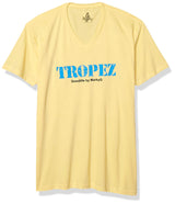 Marky G Apparel Men's St. Tropez Graphic Printed Premium Tops Fitted Sueded Short Sleeve V-Neck T-Shirt - Clementine Apparel