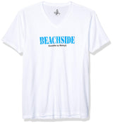 Marky G Apparel Men's Beach Side Graphic Printed Premium Fitted Sueded Tops Short Sleeve V-Neck T-Shirt - Clementine Apparel
