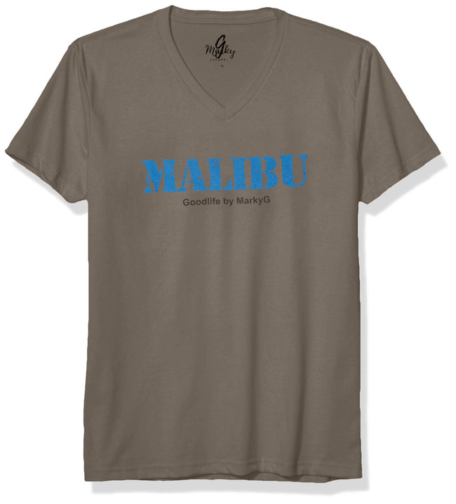 Marky G Apparel Men's Mallorca Graphic Printed Premium Fitted Sueded Short Sleeve V-Neck T-Shirt - Clementine Apparel