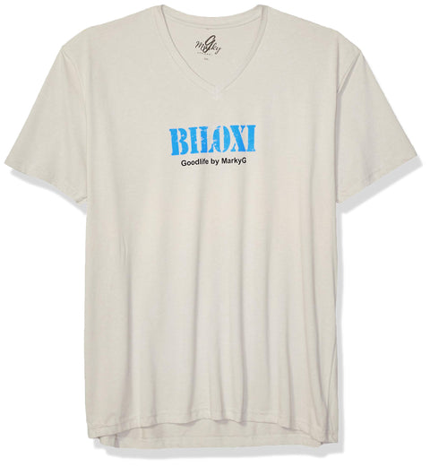 Marky G Apparel Men's Biloxi Graphic Printed Premium Tops Fitted Sueded Short Sleeve V-Neck T-Shirt - Clementine Apparel