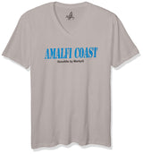 Marky G Apparel Men's Amalfi Coast Graphic Printed Premium Tops Fitted Sueded Short Sleeve V-Neck T-Shirt - Clementine Apparel