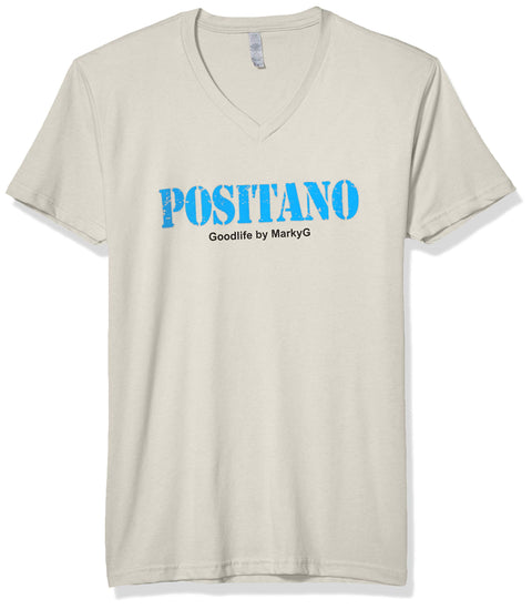 Marky G Apparel Men's Positano Graphic Printed Premium Tops Fitted Sueded Short Sleeve V-Neck T-Shirt - Clementine Apparel