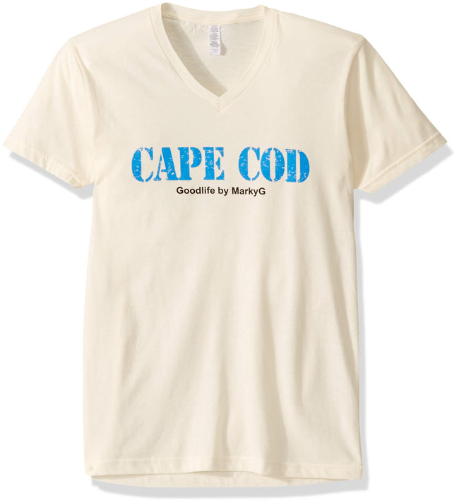 Marky G Apparel Men's Cape Cod Graphic Printed Premium Tops Fitted Sueded Short Sleeve V-Neck T-Shirt - Clementine Apparel