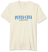 Marky G Apparel Men's Punta Cana Graphic Printed Premium Tops Fitted Sueded Short Sleeve V-Neck T-Shirt - Clementine Apparel
