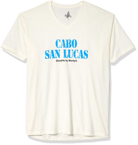 Marky G Apparel Men's Cabo San Lucas Graphic Printed Premium Tops Fitted Sueded Short Sleeve V-Neck T-Shirt - Clementine Apparel