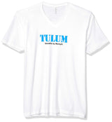 Marky G Apparel Men's Tulum Graphic Printed Premium Tops Fitted Sueded Short Sleeve V-Neck T-Shirt - Clementine Apparel