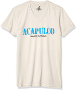 Marky G Apparel Men's Acapulco Graphic Printed Premium Tops Fitted Sueded Short Sleeve V-Neck T-Shirt - Clementine Apparel