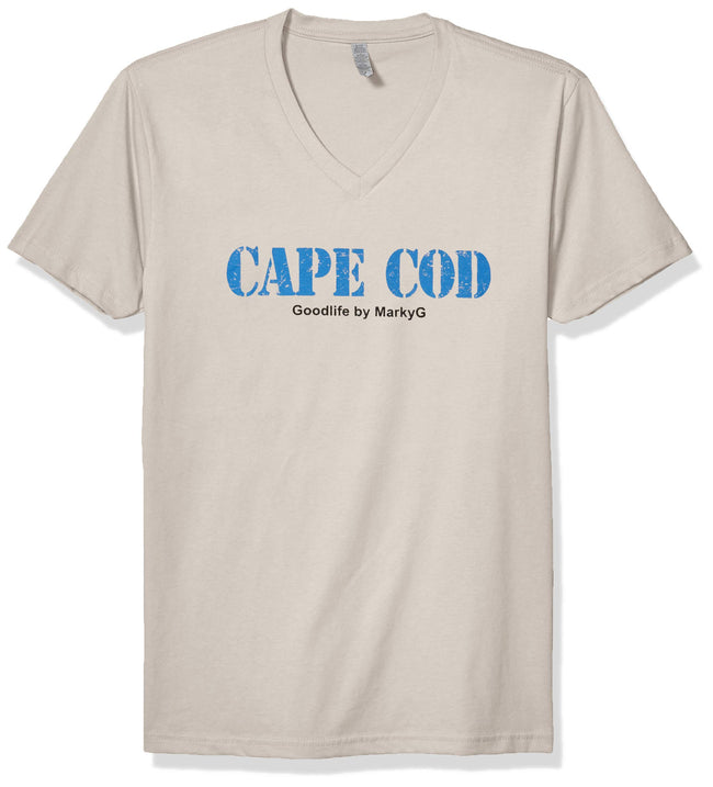 Marky G Apparel Men's Cape Cod Graphic Printed Premium Tops Fitted Sueded Short Sleeve V-Neck T-Shirt - Clementine Apparel