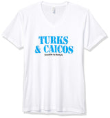 Marky G Apparel Men's Turks & Caicos Graphic Printed Premium Tops Fitted Sueded Short Sleeve V-Neck T-Shirt - Clementine Apparel