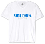 Marky G Apparel Men's St. Tropez Graphic Printed Premium Tops Fitted Sueded Short Sleeve V-Neck T-Shirt - Clementine Apparel