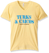 Marky G Apparel Men's Turks & Caicos Graphic Printed Premium Tops Fitted Sueded Short Sleeve V-Neck T-Shirt - Clementine Apparel