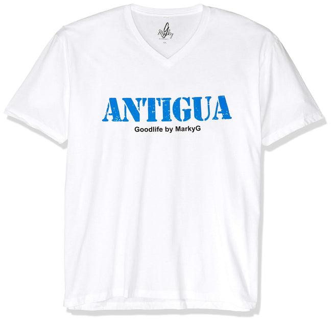 Marky G Apparel Men's Antigua Graphic Printed Premium Tops Fitted Sueded Short Sleeve V-Neck T-Shirt - Clementine Apparel
