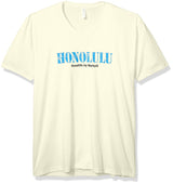 Marky G Apparel Men's Honolulu Graphic Printed Premium Tops Fitted Sueded Short Sleeve V-Neck T-Shirt - Clementine Apparel