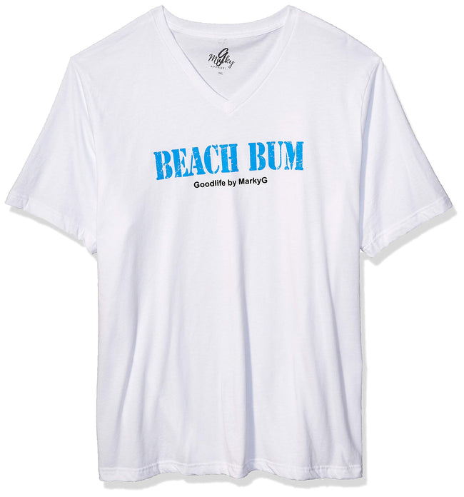 Marky G Apparel Men's Beach Bum Graphic Printed Premium Tops Fitted Sueded Short Sleeve V-Neck T-Shirt - Clementine Apparel
