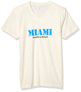 Marky G Apparel Men's Miami Graphic Printed Premium Tops Fitted Sueded Short Sleeve V-Neck T-Shirt - Clementine Apparel