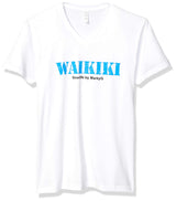 Marky G Apparel Men's Waikiki Graphic Printed Premium Tops Fitted Sueded Short Sleeve V-Neck T-Shirt - Clementine Apparel