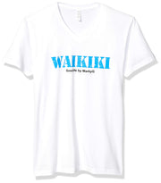 Marky G Apparel Men's Waikiki Graphic Printed Premium Tops Fitted Sueded Short Sleeve V-Neck T-Shirt - Clementine Apparel