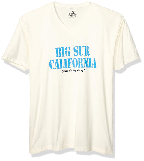 Marky G Apparel Men's Big Sur California Graphic Printed Premium Tops Fitted Sueded Short Sleeve V-Neck T-Shirt - Clementine Apparel