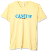 Marky G Apparel Men's Cancun Graphic Printed Premium Tops Fitted Sueded Short Sleeve V-Neck T-Shirt - Clementine Apparel