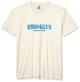 Marky G Apparel Men's Brooklyn Graphic Printed Premium Tops Fitted Sueded Short Sleeve V-Neck T-Shirt - Clementine Apparel