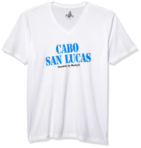 Marky G Apparel Men's Cabo San Lucas Graphic Printed Premium Tops Fitted Sueded Short Sleeve V-Neck T-Shirt - Clementine Apparel