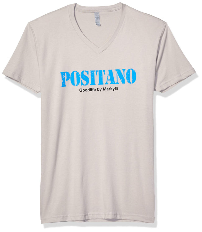 Marky G Apparel Men's Positano Graphic Printed Premium Tops Fitted Sueded Short Sleeve V-Neck T-Shirt - Clementine Apparel