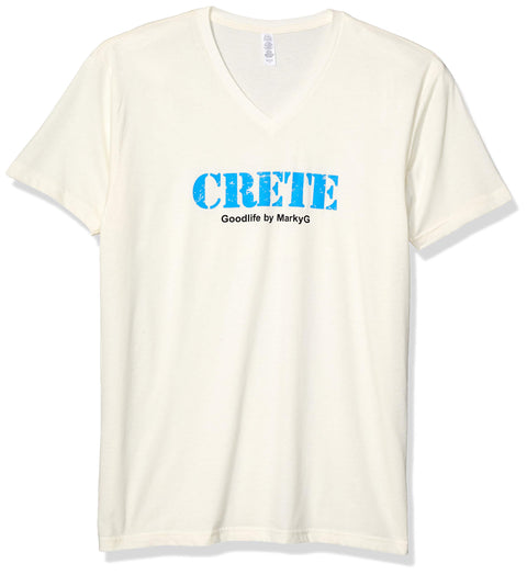 Marky G Apparel Men's Crete Graphic Printed Premium Tops Fitted Sueded Short Sleeve V-Neck T-Shirt - Clementine Apparel