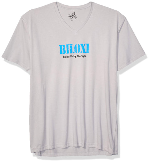 Marky G Apparel Men's Biloxi Graphic Printed Premium Tops Fitted Sueded Short Sleeve V-Neck T-Shirt - Clementine Apparel