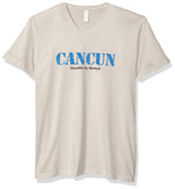 Marky G Apparel Men's Cancun Graphic Printed Premium Tops Fitted Sueded Short Sleeve V-Neck T-Shirt - Clementine Apparel