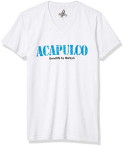 Marky G Apparel Men's Amalfi Coast Graphic Printed Premium Tops Fitted Sueded Short Sleeve V-Neck T-Shirt - Clementine Apparel