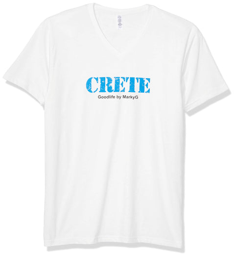 Marky G Apparel Men's Crete Graphic Printed Premium Tops Fitted Sueded Short Sleeve V-Neck T-Shirt - Clementine Apparel