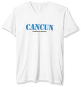 Marky G Apparel Men's Cancun Graphic Printed Premium Tops Fitted Sueded Short Sleeve V-Neck T-Shirt - Clementine Apparel