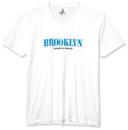 Marky G Apparel Men's Brooklyn Graphic Printed Premium Tops Fitted Sueded Short Sleeve V-Neck T-Shirt - Clementine Apparel