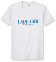 Marky G Apparel Men's Cape Cod Graphic Printed Premium Tops Fitted Sueded Short Sleeve V-Neck T-Shirt - Clementine Apparel
