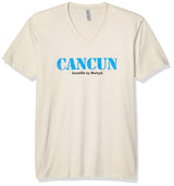 Marky G Apparel Men's Cancun Graphic Printed Premium Tops Fitted Sueded Short Sleeve V-Neck T-Shirt - Clementine Apparel