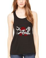 Clementine Women's Petite Plus Pirate Printed Flowy Racerback Tank Top - Clementine Apparel