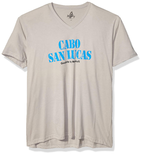Marky G Apparel Men's Cabo San Lucas Graphic Printed Premium Tops Fitted Sueded Short Sleeve V-Neck T-Shirt - Clementine Apparel
