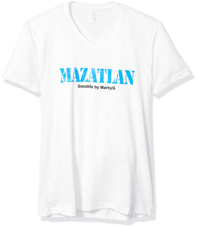 Marky G Apparel Men's Mazatlan Graphic Printed Premium Tops Fitted Sueded Short Sleeve V-Neck T-Shirt - Clementine Apparel