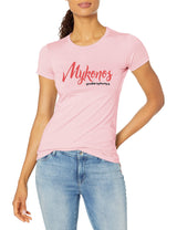 Marky G Apparel Women's Casual Short Sleeve Crewneck Tops Blouses Slim Fit T-Shirt With Mykonos Printed - Clementine Apparel