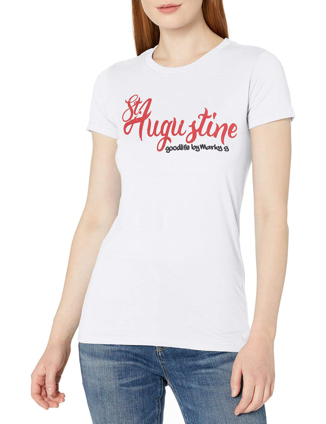 Marky G Apparel Women's Casual Short Sleeve Crewneck Tops Slim Fit T-Shirt With St. Augustine Printed - Clementine Apparel