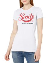 Marky G Apparel Women's Casual Short Sleeve Crewneck Tops Blouses Slim Fit T-Shirt With Smile Printed - Clementine Apparel