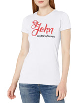 Marky G Apparel Women's Casual Short Sleeve Crewneck Tops Slim Fit T-Shirt With St. John's Printed - Clementine Apparel