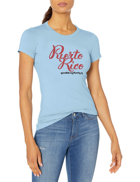 Marky G Apparel Women's Casual Short Sleeve Crewneck Tops Slim Fit T-Shirt With Puerto Rico Printed - Clementine Apparel