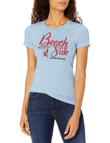 Marky G Apparel Women's Casual Short Sleeve Crewneck Tops Slim Fit T-Shirt With Beach Side Printed - Clementine Apparel